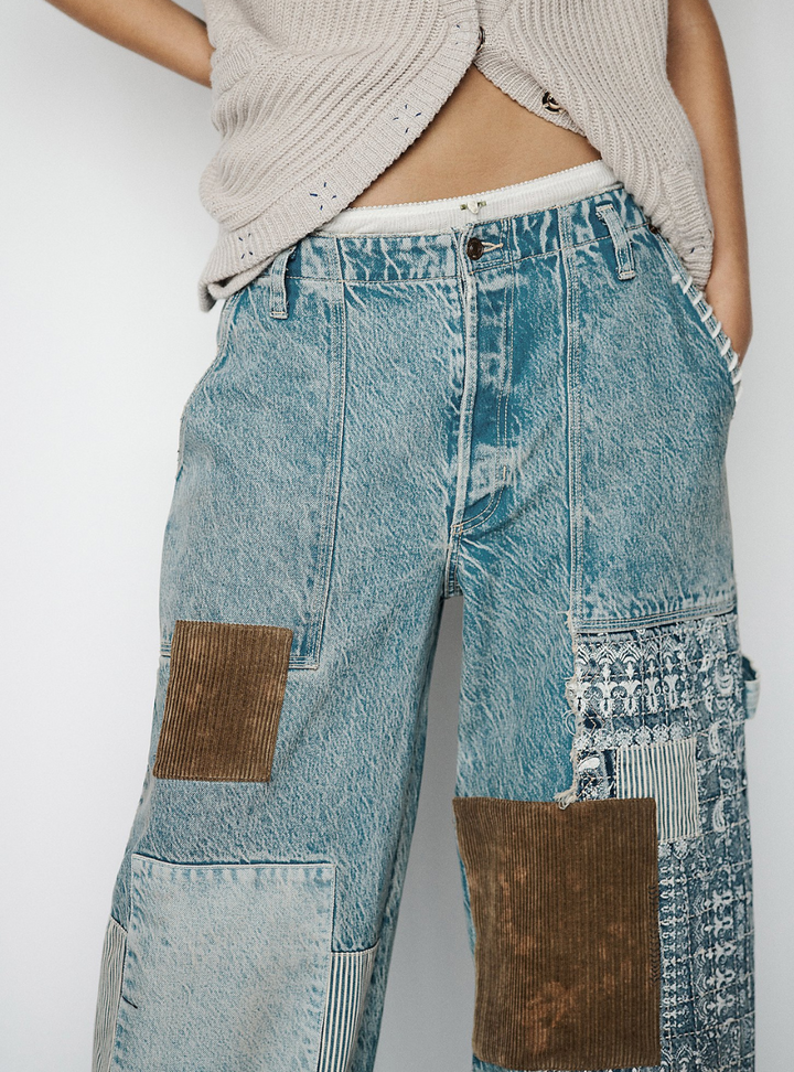 Popular Demand Patched Jeans - Mercury