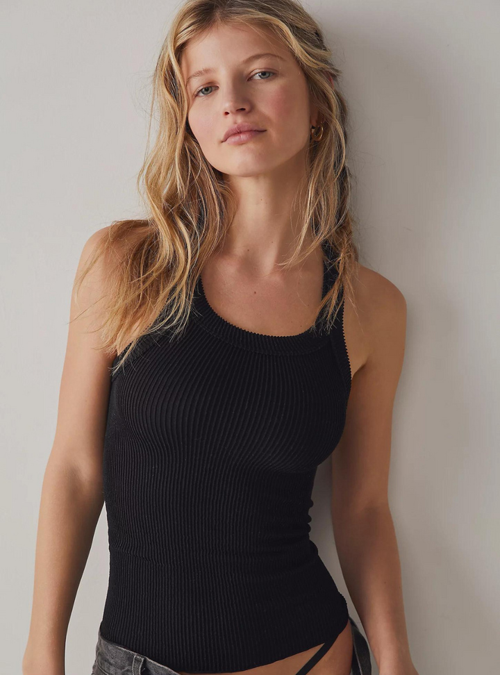 Ribbed Seamless Tank - Black