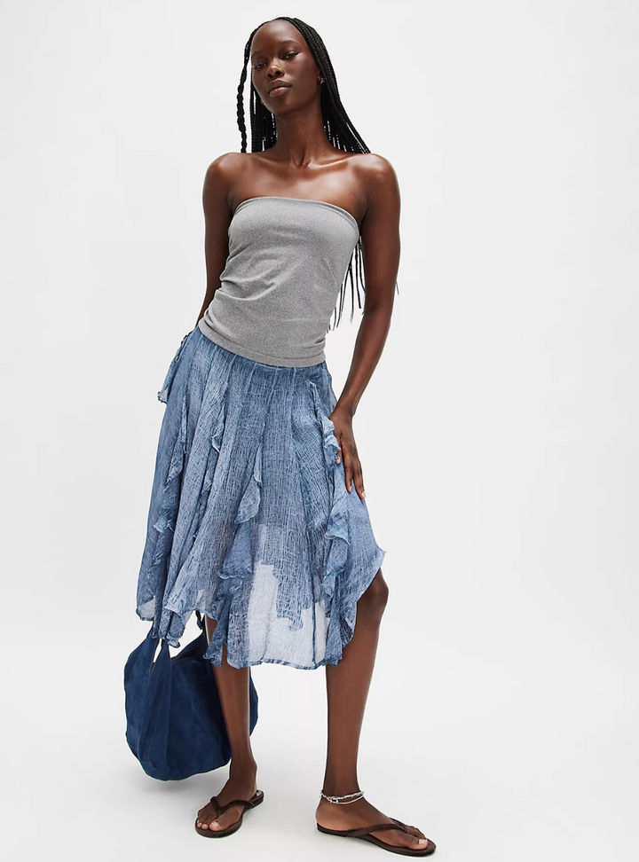 Susanna Knee-Length Midi Skirt - Dark Denim