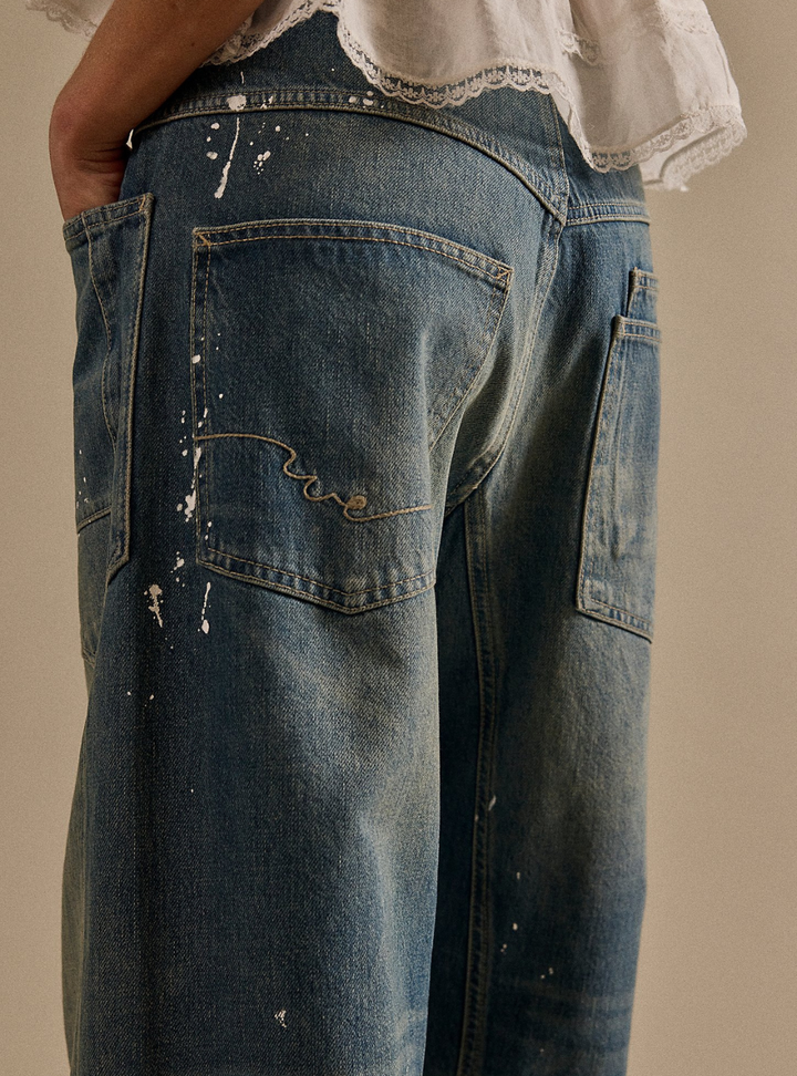 Free People Moxie Pull-On Barrel Jeans - Timeless Blue