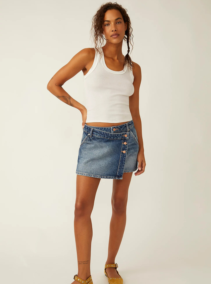 Wynne Denim Skirt - Cornflower