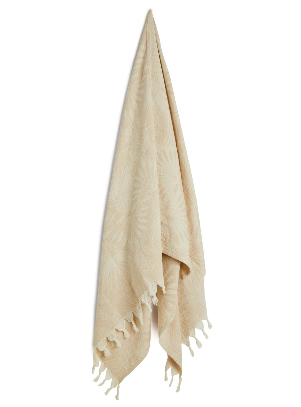 Frond Pattern Turkish Towel - Beige