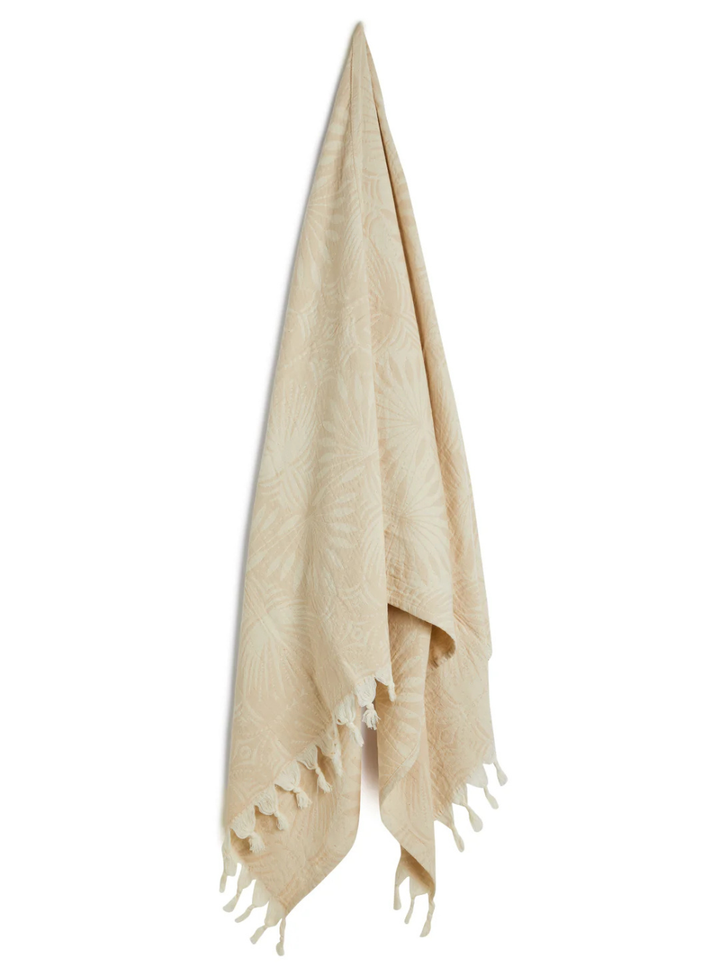 Frond Pattern Turkish Towel - Beige