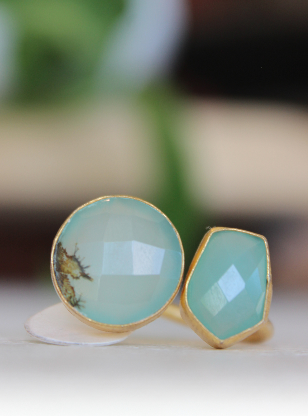Aqua Chalcedony Ring gold-plated