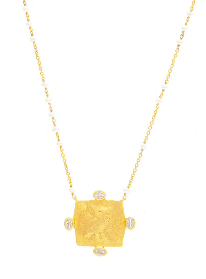 Gold Plate Frida Necklace Cubic Zirconia