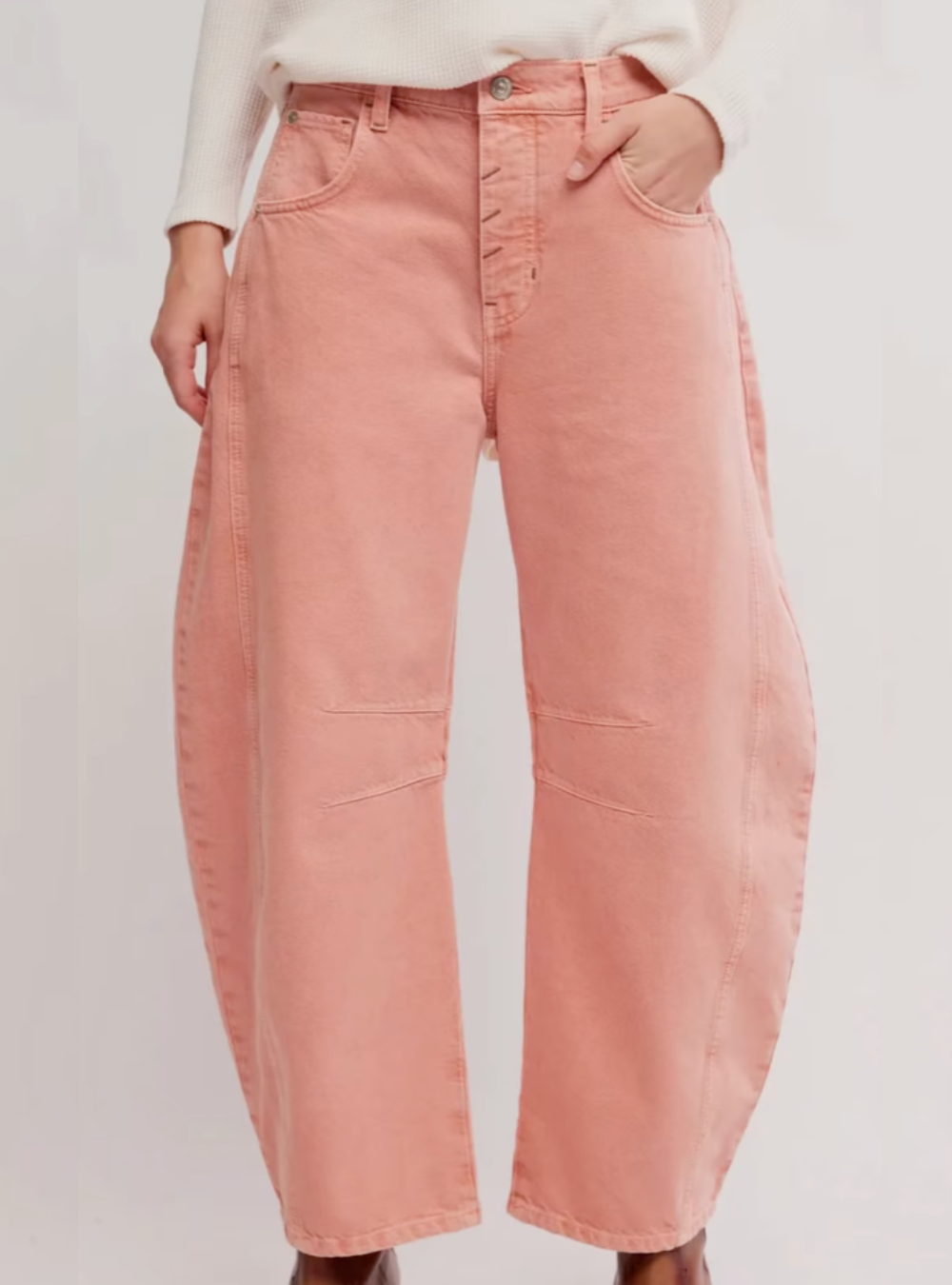 Good Luck Mid Rise Barrel Jeans - Desert Petal