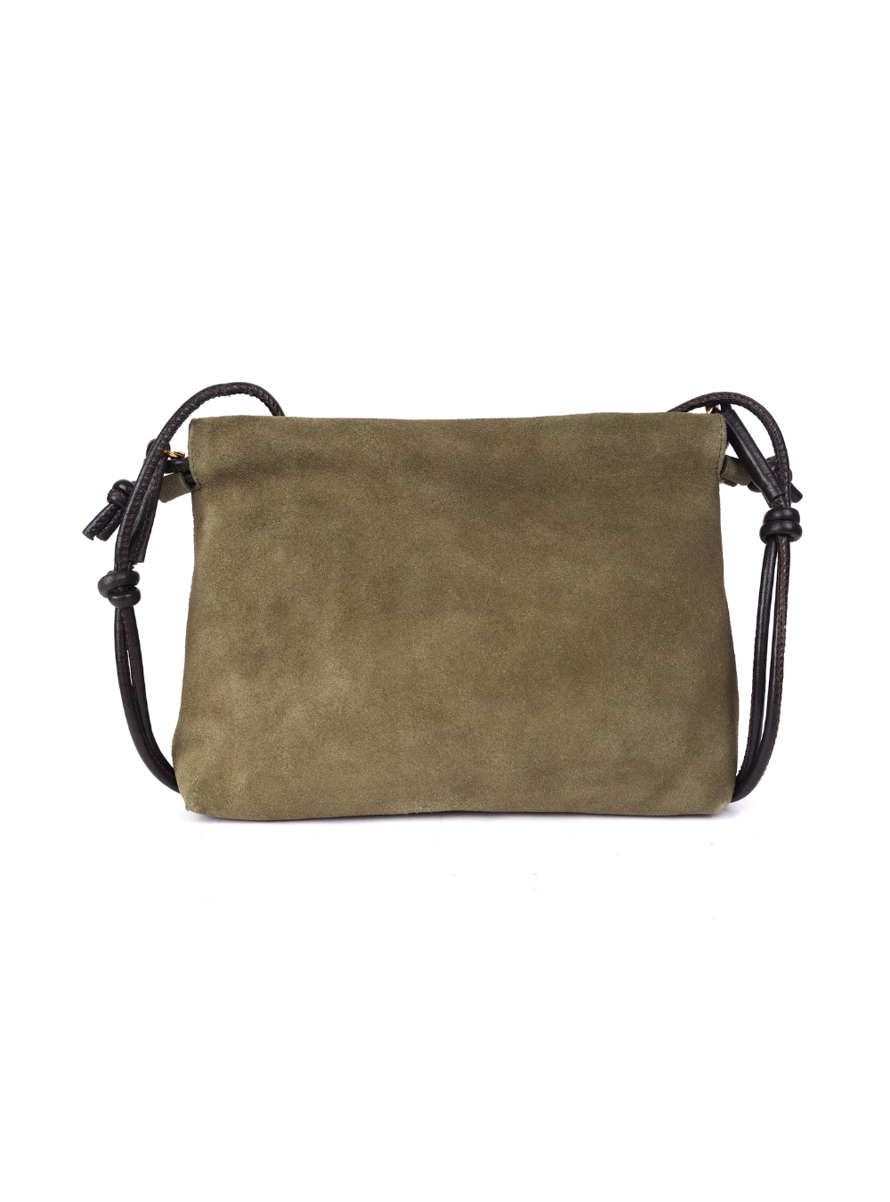 Gracie Suede Drawstring Bag - Dark Olive
