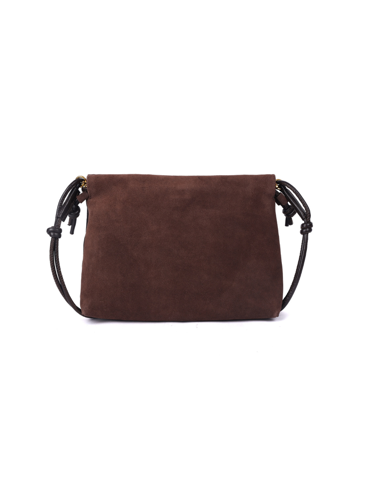 Gracie Suede Drawstring Bag - Brown