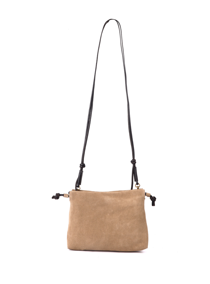 Gracie Suede Drawstring Bag - Taupe
