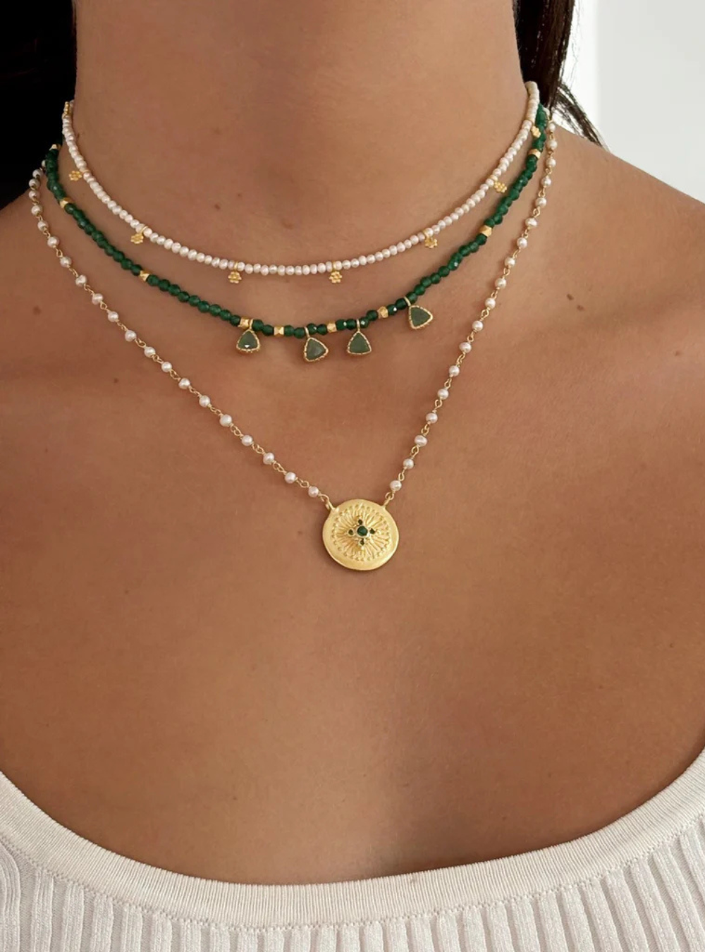 Mamounia Necklace - Green Aventurine