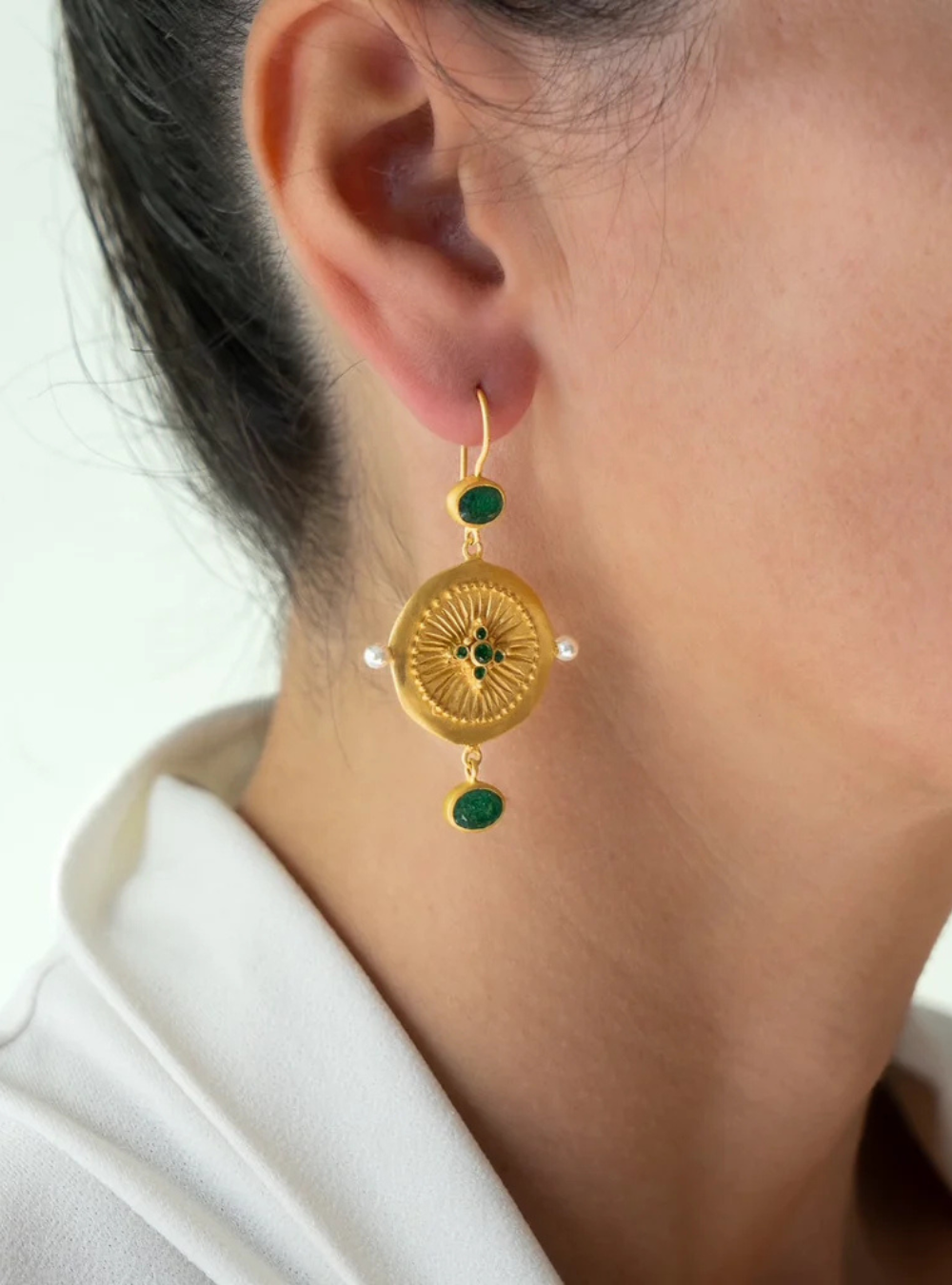 Haveli Earrings - Green Zircon