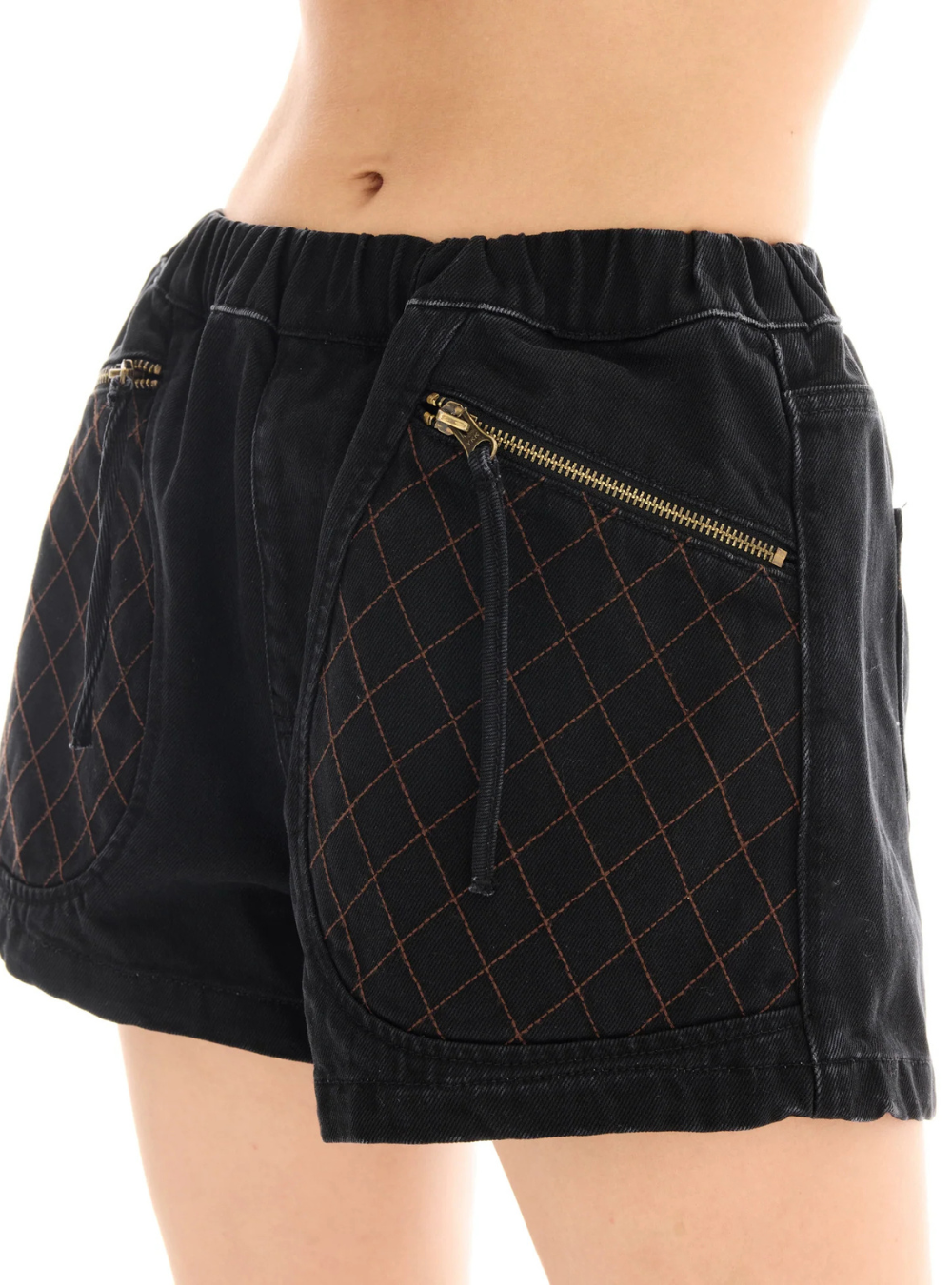 Hailey Pull On Denim Sports Shorts - Washed Black
