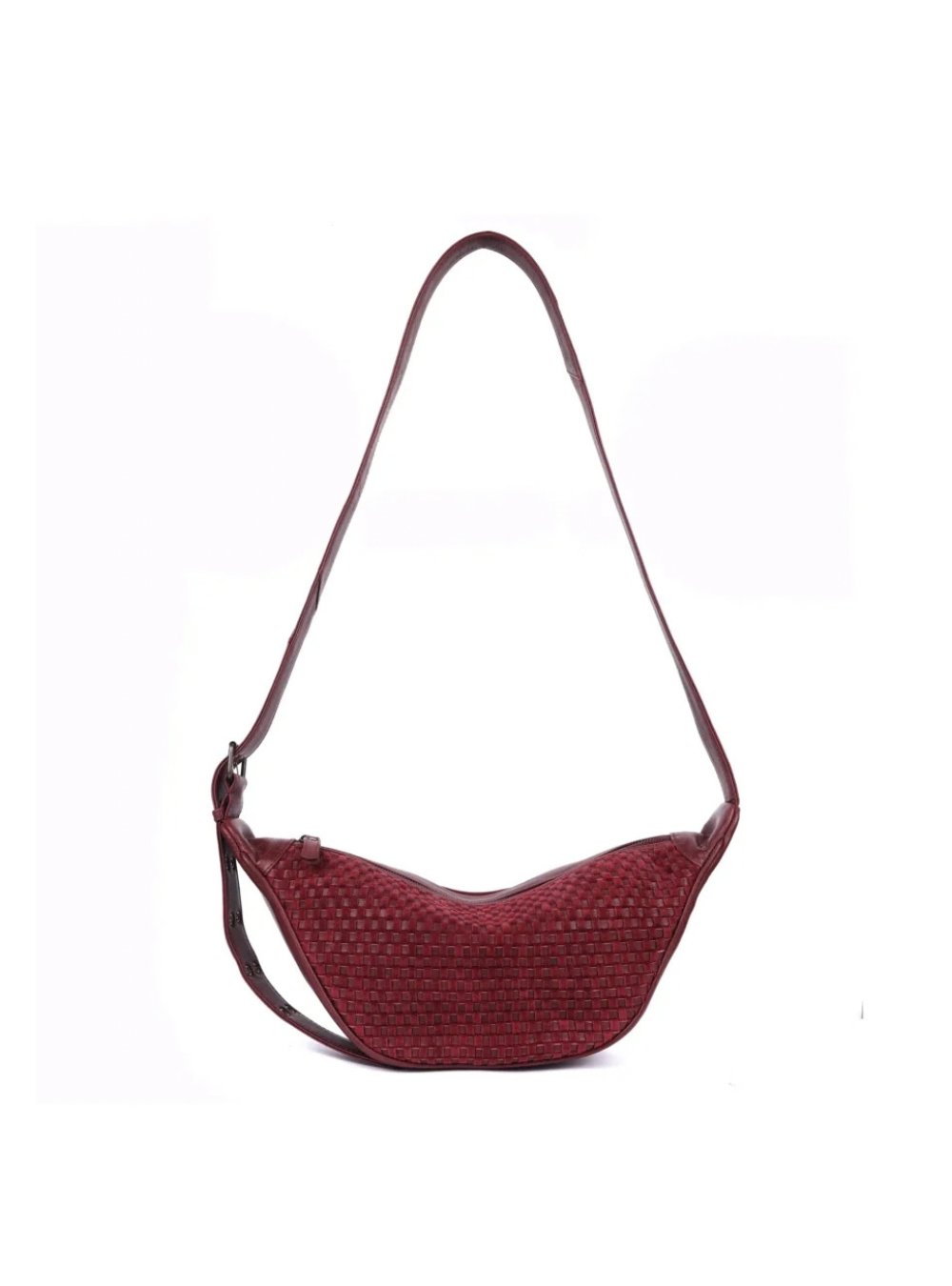 Penelope Half Moon Woven Bag - Wine