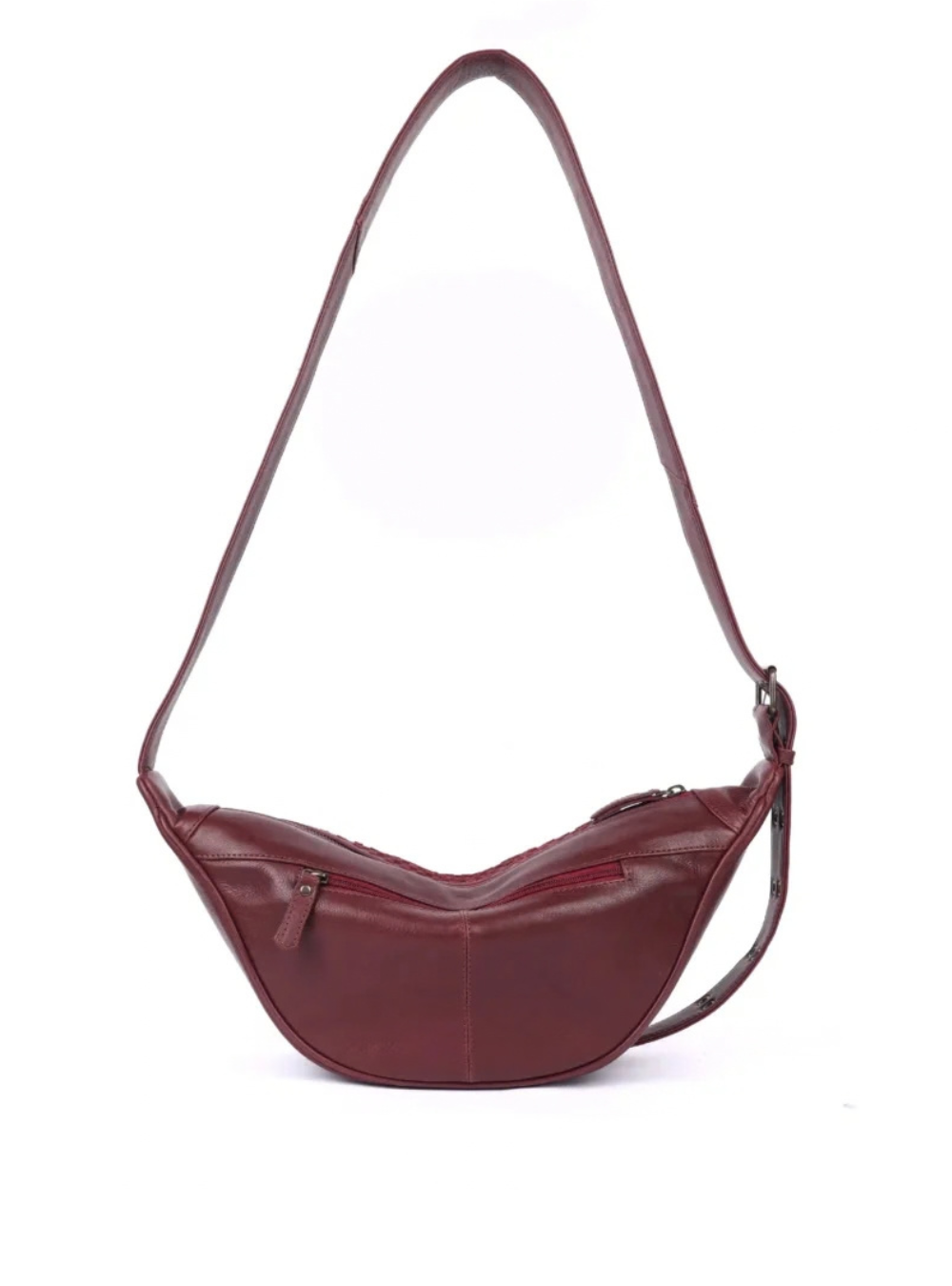 Penelope Half Moon Woven Bag - Wine