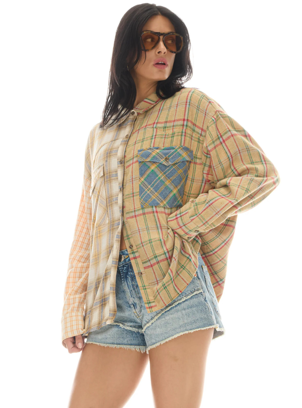 Half N Half Teddy Western Shirt - Cream