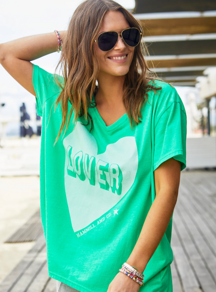 Vintage Wash Lover Heart Tee - Green