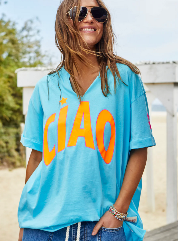 Ciao V-Neck Tee - Aqua