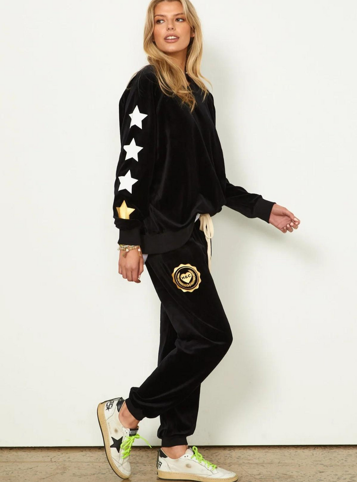 Black Velour Track Pant