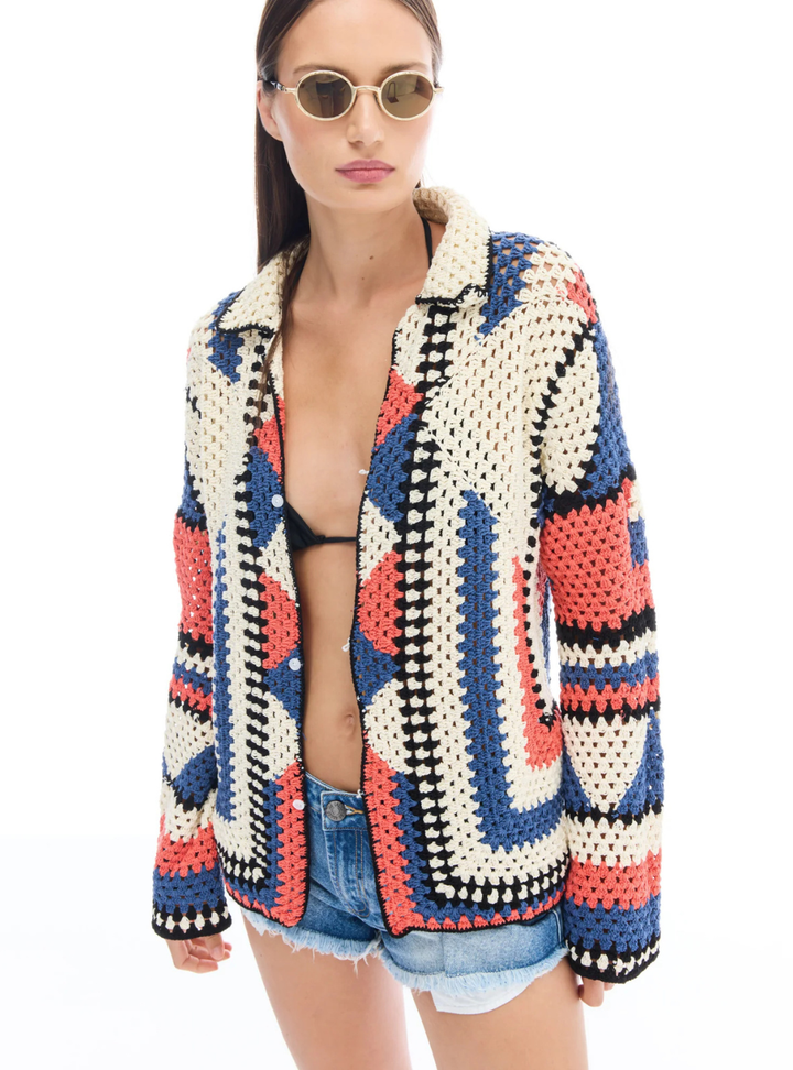 Hand Knitted Crochet Cardigan - Multi