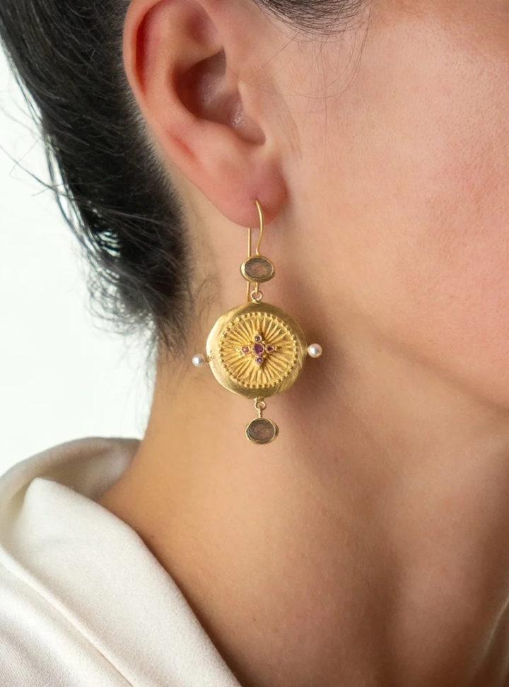 Haveli Earrings - Multi Tourmaline &amp; Labradorite