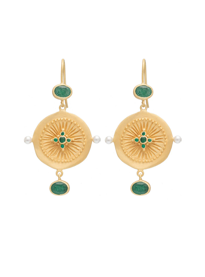 Haveli Earrings - Green Zircon