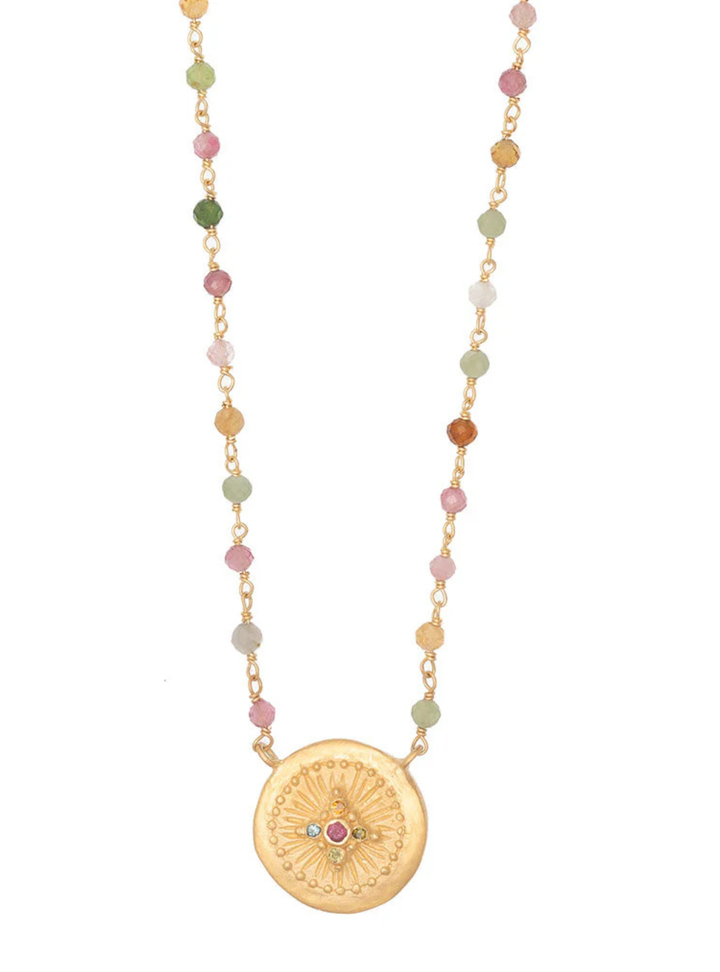 Haveli Multi Tourmaline Pendant With Tourmaline Chain