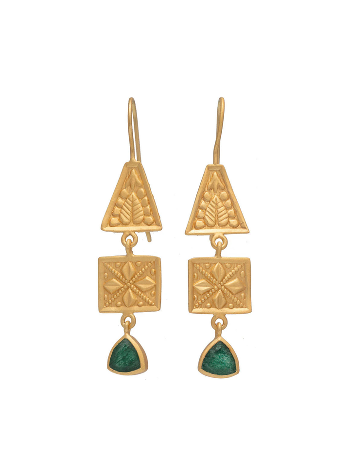 Henna Earrings - Green Aventurine