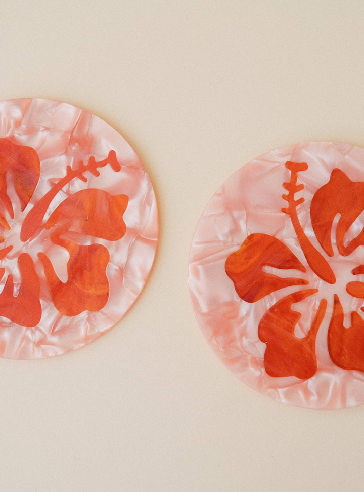 Hibiscus Acetate Coasters