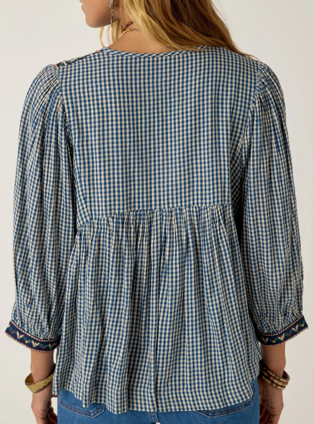 April Blouse - Bleu Picnic