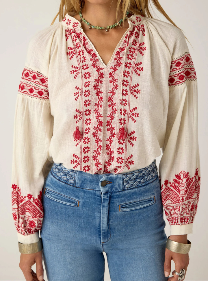 Antonella Blouse - Red Cranberry