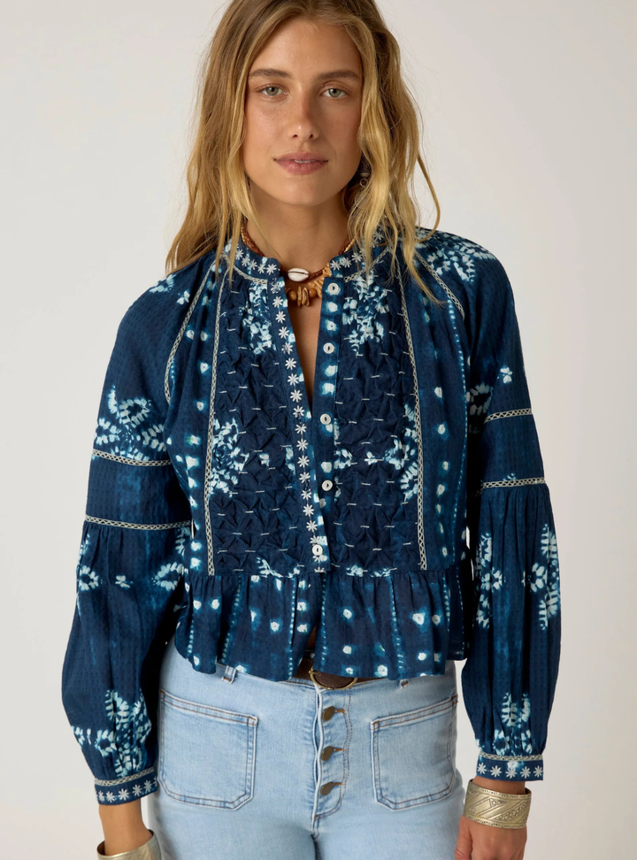 Sora Blouse - Shibori Ink