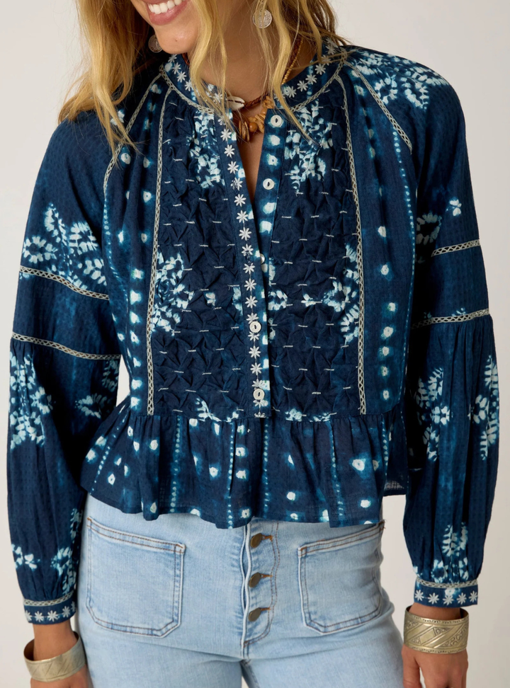 Sora Blouse - Shibori Ink