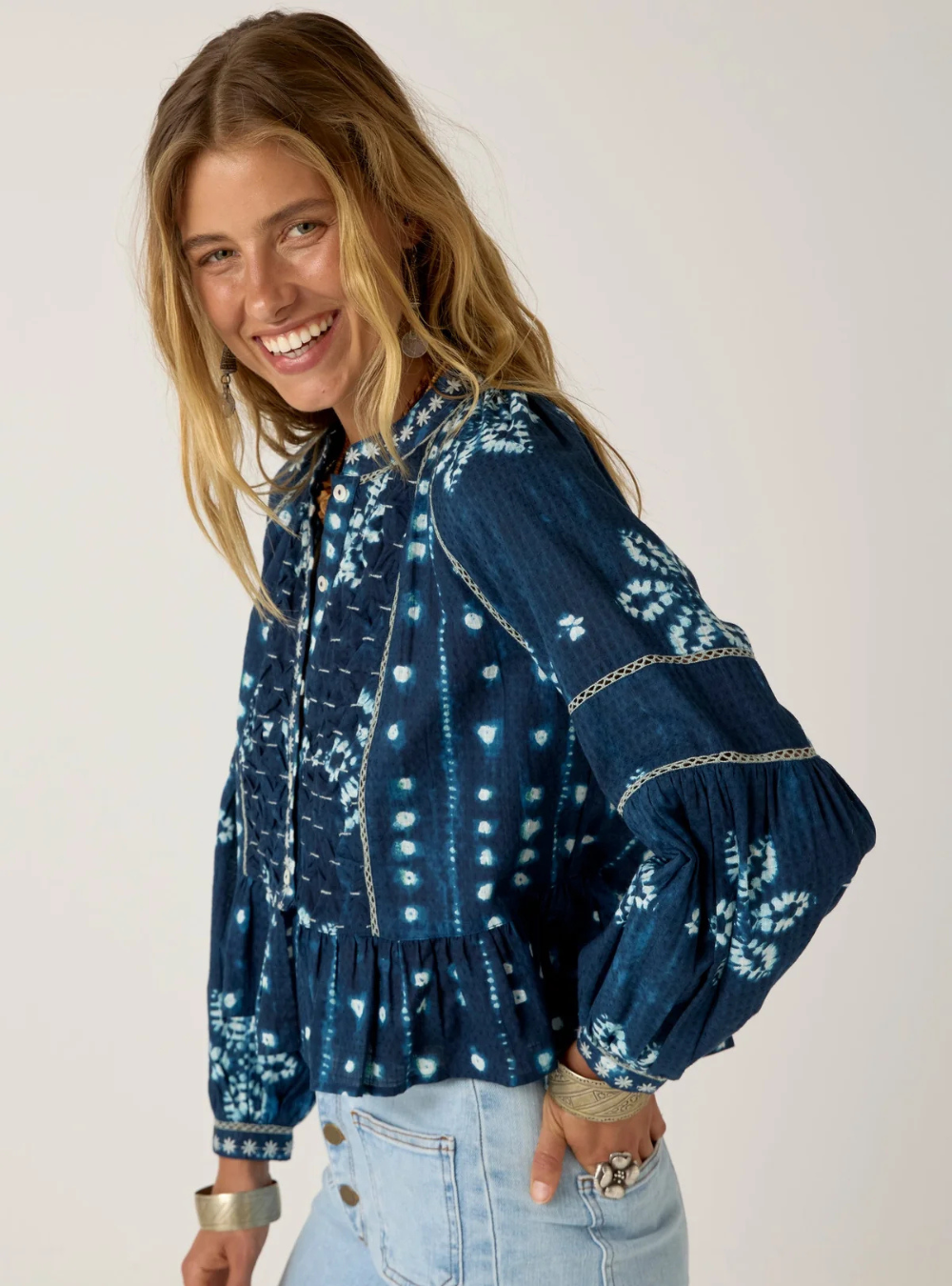 Sora Blouse - Shibori Ink