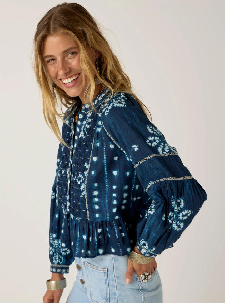 Sora Blouse - Shibori Ink