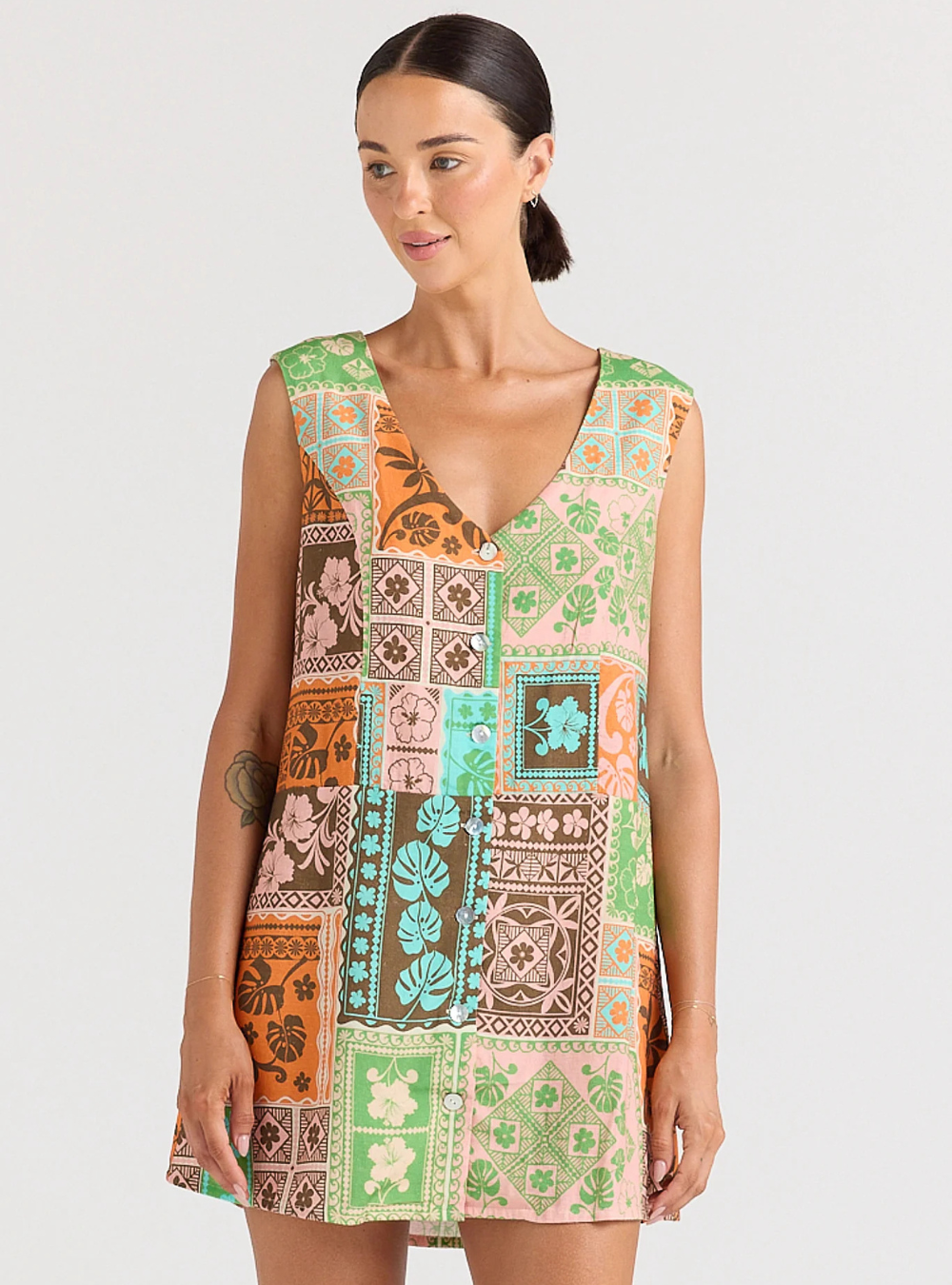 Ibisco V Button Up Dress - Sunset