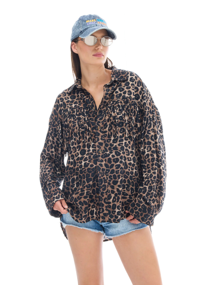 Ibiza Animal Fringed Long Sleeve Shirt