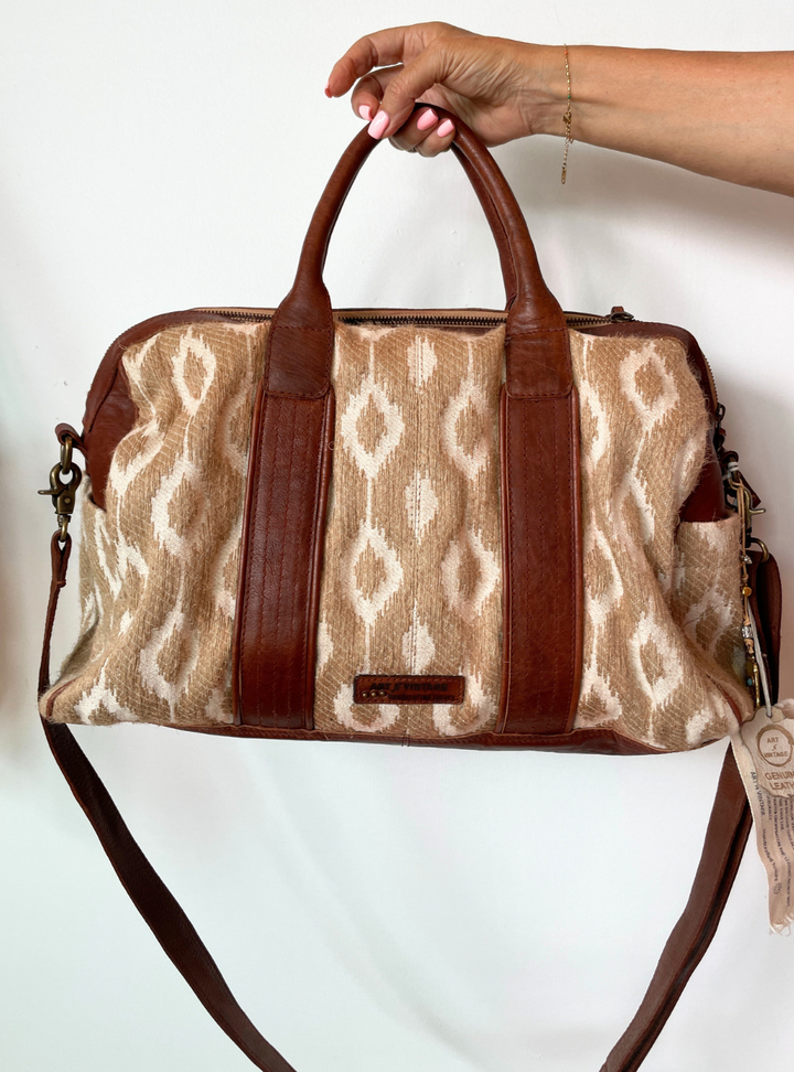 Ikat Duffle Bag - Cream/Tan