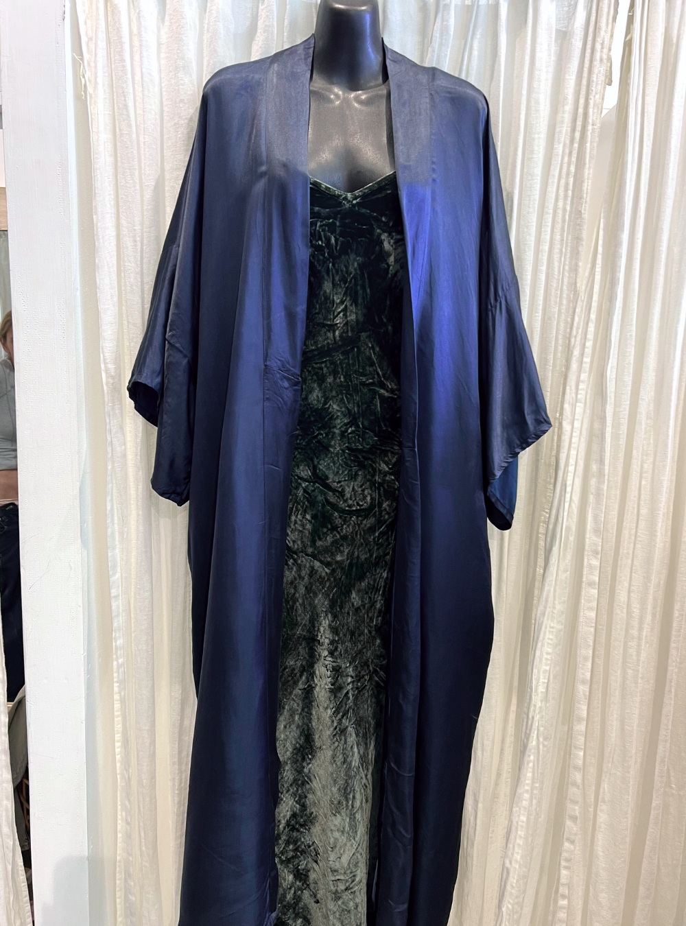 Long Silk Wing Kimono - Indigo