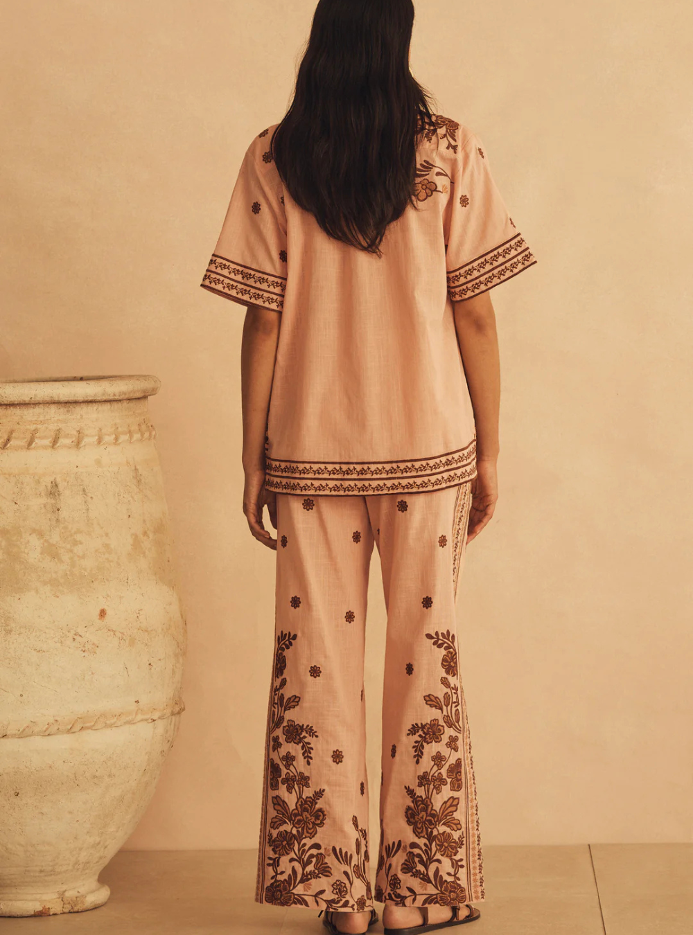 Infiorata Embroidered Straight Leg Pant