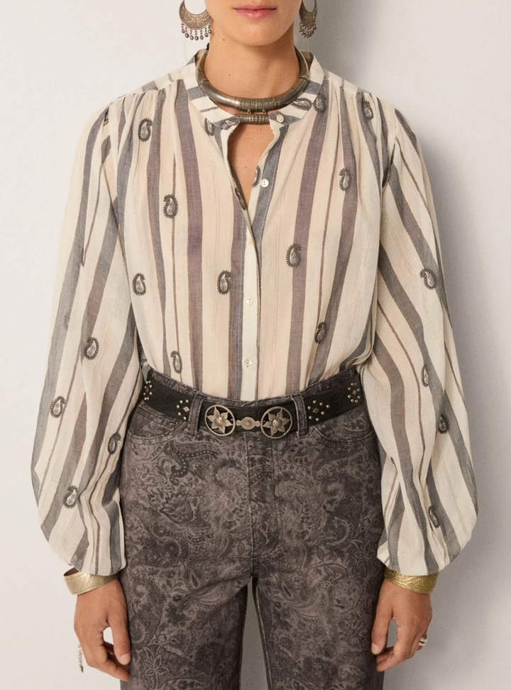Perla Blouse - Ivory Paisley