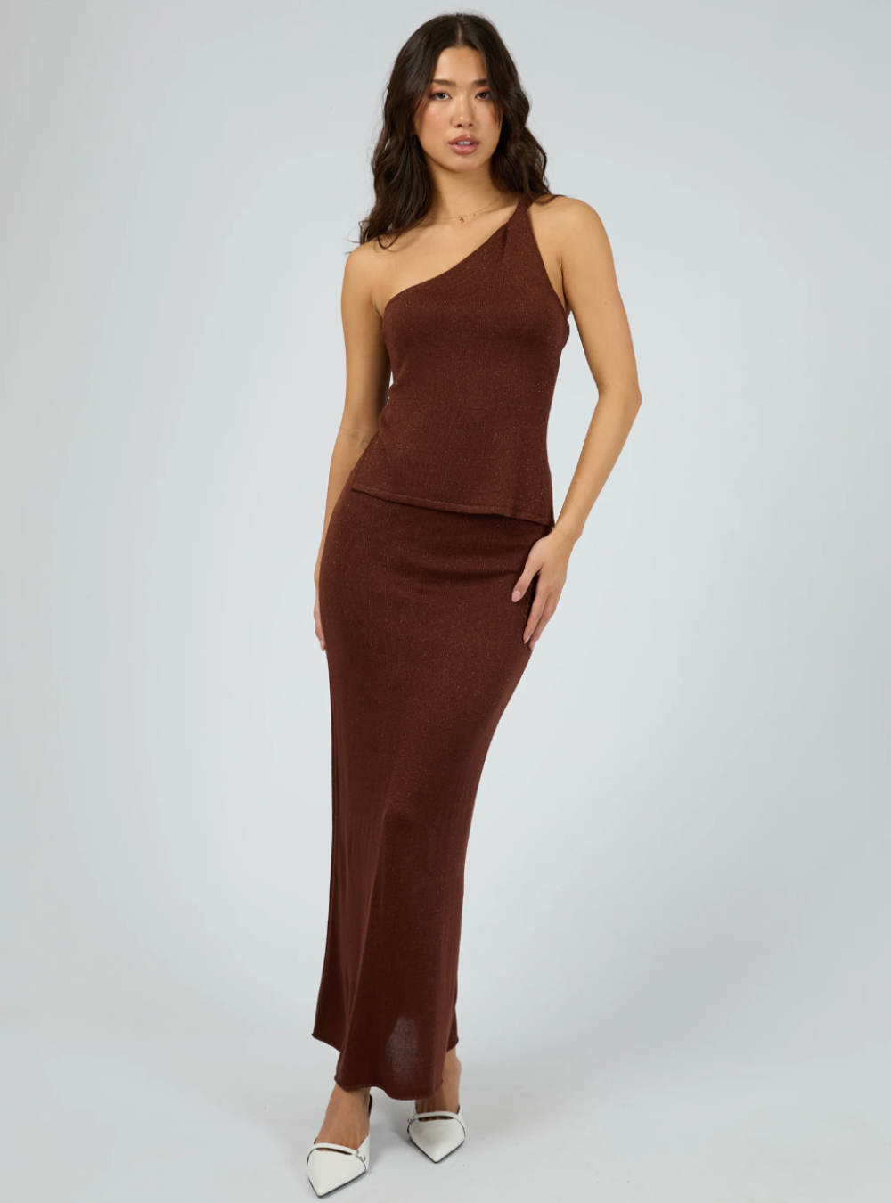 Jayla One Shoulder Top - Brown