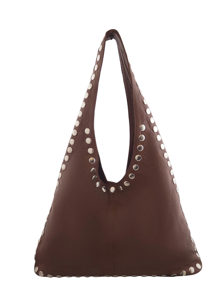 Jenna Studded Hobo - Chocolate
