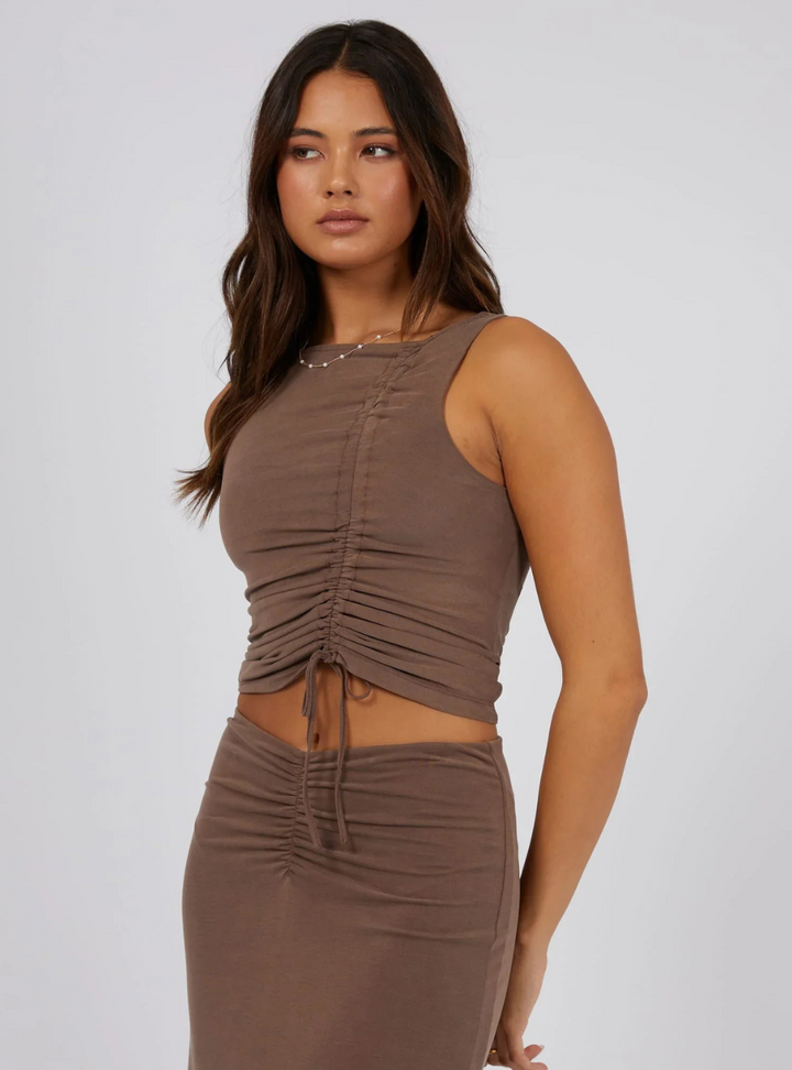 Luxe Ruched Tank - Brown