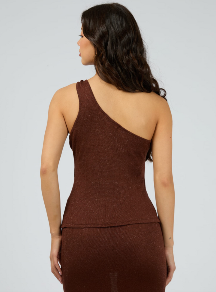 Jayla One Shoulder Top - Brown