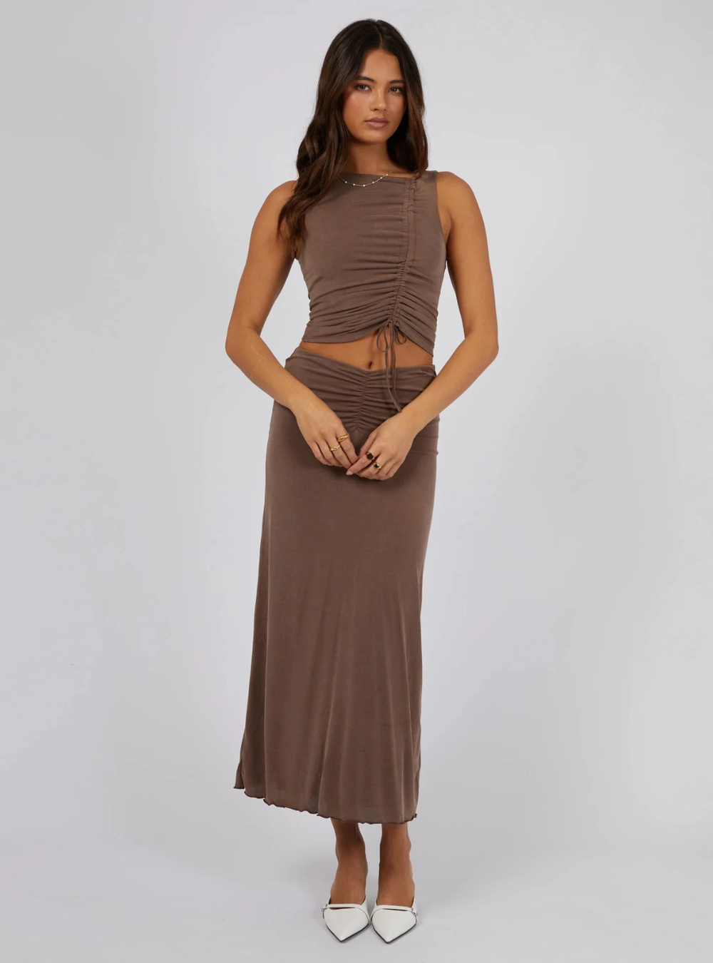 Luxe Ruched Tank - Brown