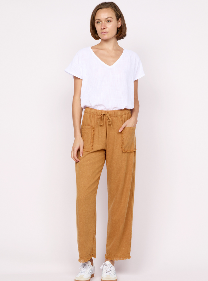 Joshua Frayed Linen Pant - Stonewash Tan