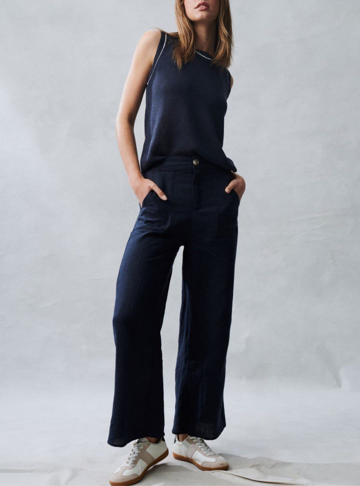 Jude Linen Pants - Navy