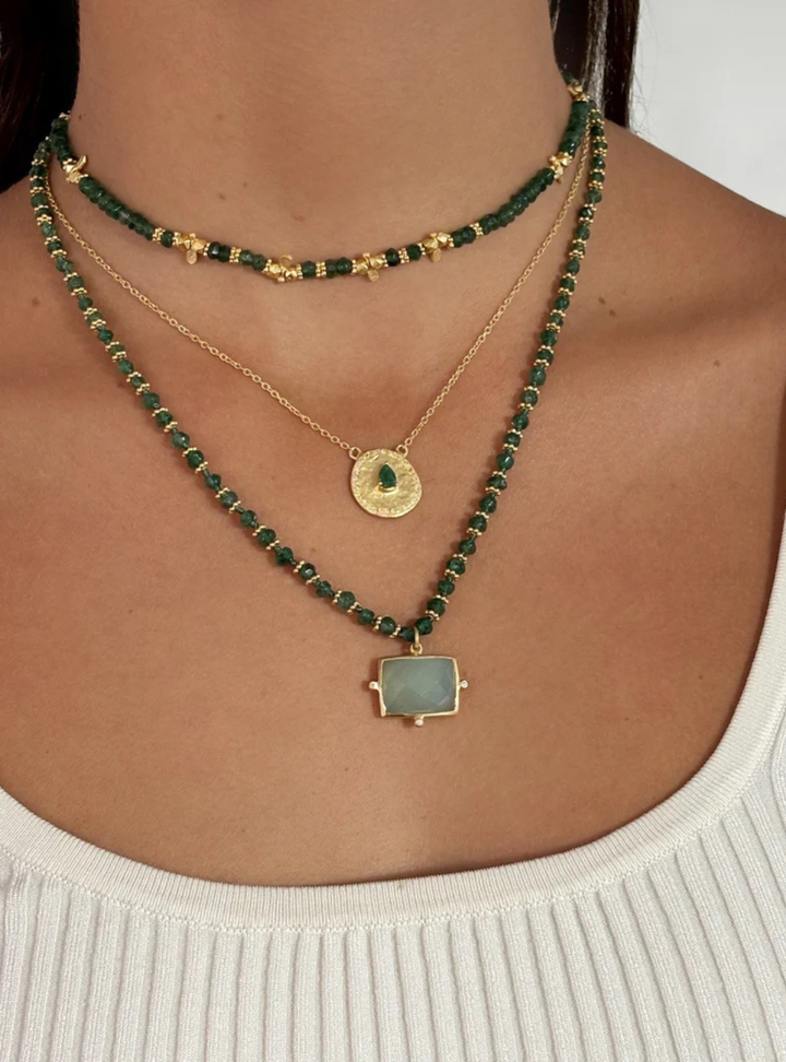 Kasbah Necklace - Aqua Chalcedony & Green Aventurine