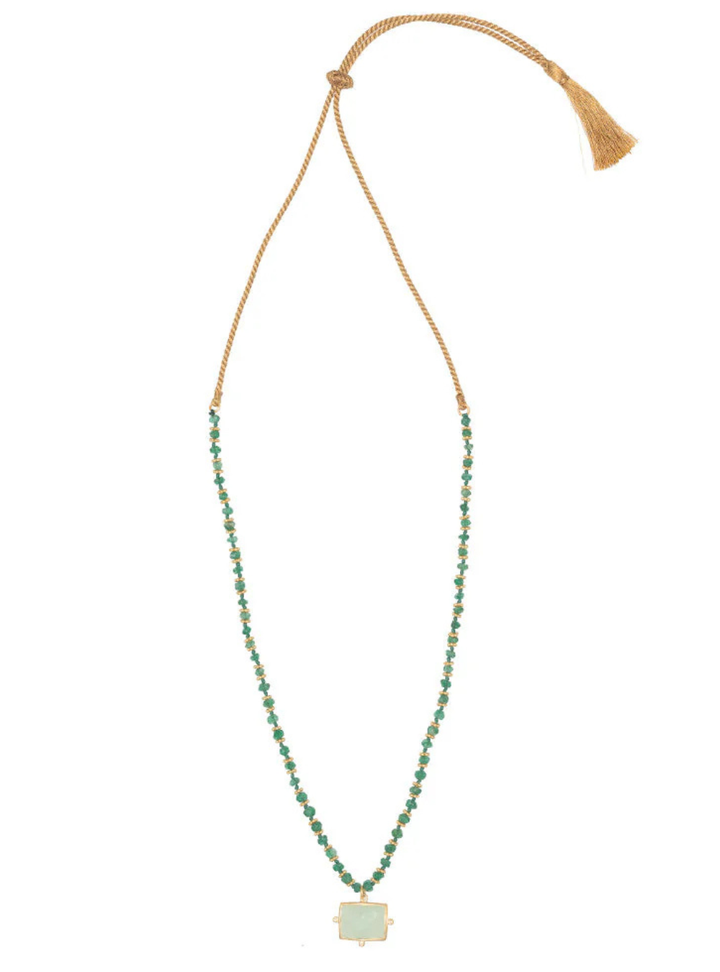 Kasbah Necklace - Aqua Chalcedony & Green Aventurine
