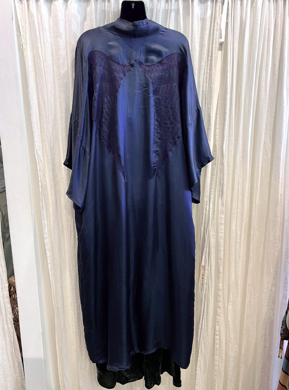 Long Silk Wing Kimono - Indigo